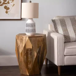Mango Wood Hexagon Side Table