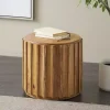 Mango Wood Ridged Drum Accent Table