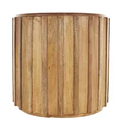 Mango Wood Ridged Drum Accent Table