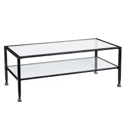 Mara Glass and Black Metal Coffee Table