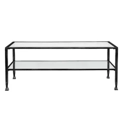 Mara Glass and Black Metal Coffee Table