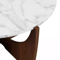 Marble & Walnut Open Base Round Coffee Table