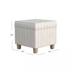 Marigold Stripe Upholstered Square Storage Ottoman