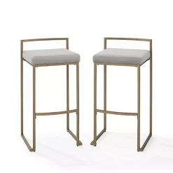 Marley Gray and Gold Bar Stools, Set of 2