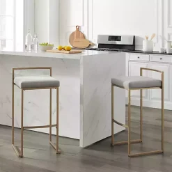 Marley Gray and Gold Bar Stools, Set of 2
