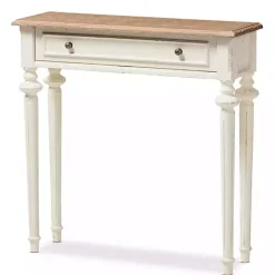 Marquetterie Whitewashed Oak Top Console Table