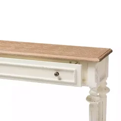 Marquetterie Whitewashed Oak Top Console Table