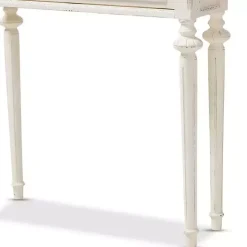 Marquetterie Whitewashed Oak Top Console Table