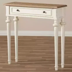 Marquetterie Whitewashed Oak Top Console Table