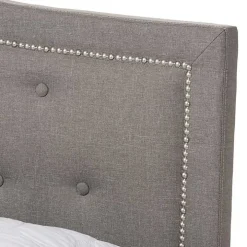 Mary Light Gray Button Tufted Full Bed Frame