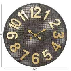 Matte Black Iron Wall Clock, 32 in.