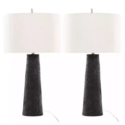 Matte Black Tapered Kona Table Lamps, Set of 2