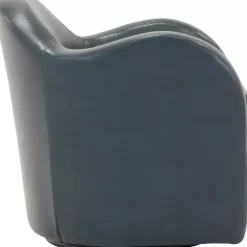 Max Blue Faux Leather Swivel Club Accent Chair