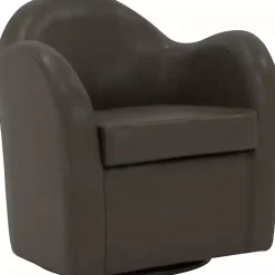Max Charcoal Faux Leather Swivel Club Accent Chair