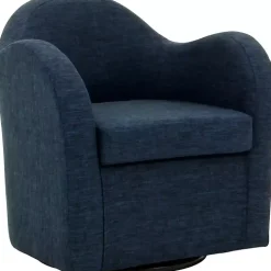 Max Navy Swivel Club Accent Chair