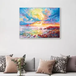 Mediterranean Sunset Framed Canvas Art Print