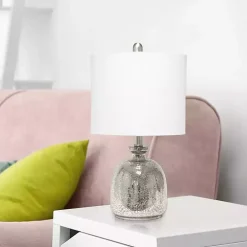 Mercury Hammered Glass White Shade Table Lamp