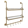 Merit Gold Metal Wall Shelf with Hooks