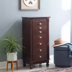Merlot Wood 7-Drawer Joslyn Jewelry Armoire