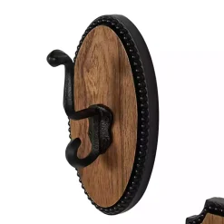 Metal and Wood Beaded Wall Hooks, Set of 4