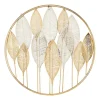 Metallic Gold and Silver Layered Leaf Wall Plaque