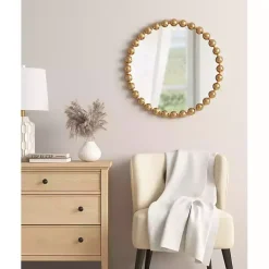 Metallic Gold Foiled Beaded Wall Mirror, 27 in.