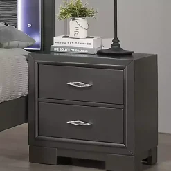 Metallic Gray Wood Jovan Nightstand