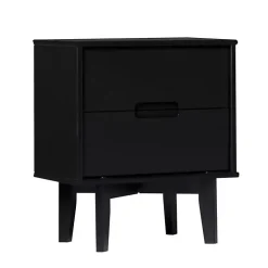 Midnight Black Wood 2-Drawer Modern Nightstand