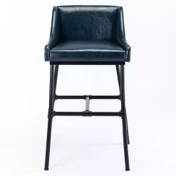 Midnight Blue Faux Leather Parlor Bar Stool