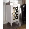 Mirrored 1-Door White Cabinet with Overlay Pattern