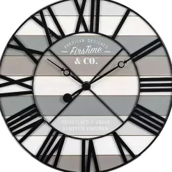 Mixed Plank and Black Metal Wall Clock