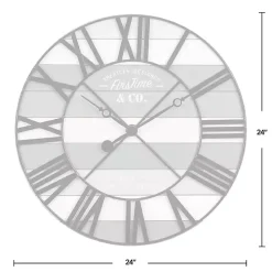 Mixed Plank and Black Metal Wall Clock