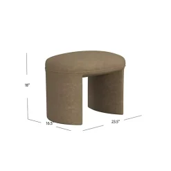 Mocha Brown Oval Upholstered Ottoman