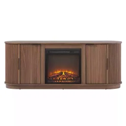 Mocha Brown Reeded Fireplace Media Cabinet