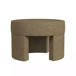 Mocha Brown Round Upholstered Ottoman