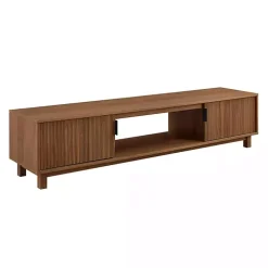 Mocha Brown Wood Fluted 2-Door TV Stand