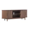 Mocha Brown Wood Reeded Oval TV Stand