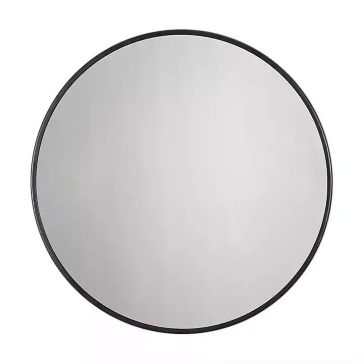 Modern Black Metal Round Wall Mirror