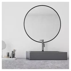 Modern Black Metal Round Wall Mirror