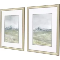 Morning Mist Framed Canvas Art Prints, Set of 2