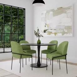 Moss Green Velvet Metal Dining Chair