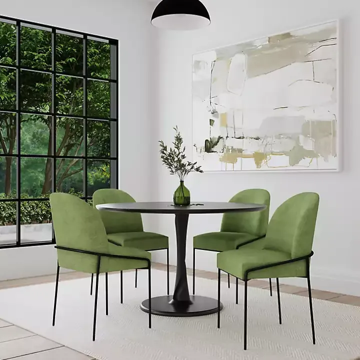 Moss Green Velvet Metal Dining Chair