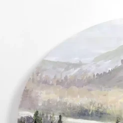 Mountain Top Forest Arched Canvas Art Print