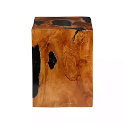 Natural Abstract Teak Wood Grain Accent Table