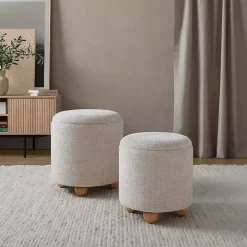 Natural Bacci Nesting Ottomans, Set of 2