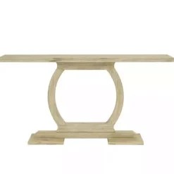 Natural Barnwood Circular Pedestal Console Table