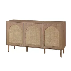 Natural Cane Wood Arched Sideboard Cabinet