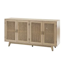 Natural Cane Wood Storage Media Cabinet