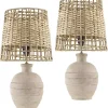 Natural Ceramic 2-pc. Lamps with Seagrass Shades