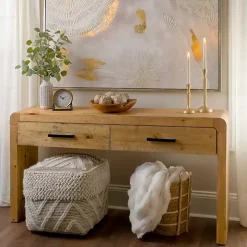 Natural Curved Edge Console Table